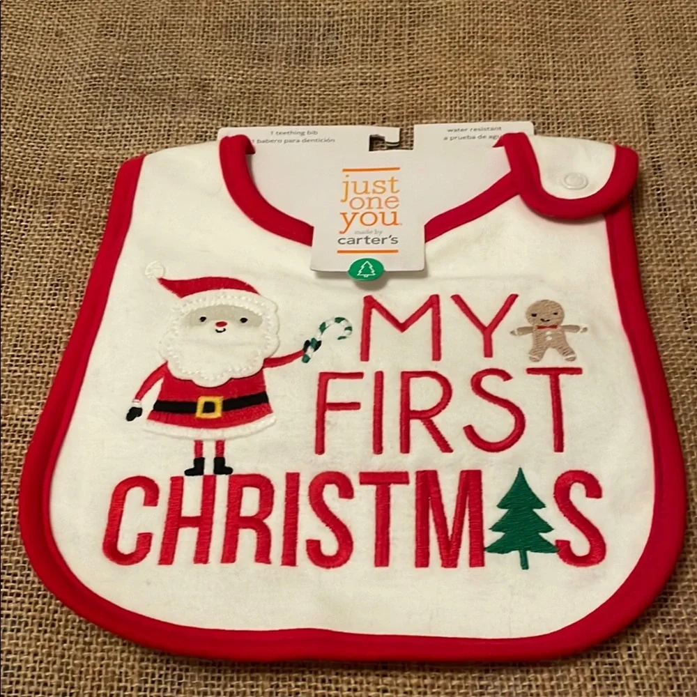 Carter's Festive Christmas Bib with Santa and Gingerbread